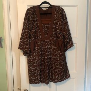 Boutique Floral Brown Dress with Pockets